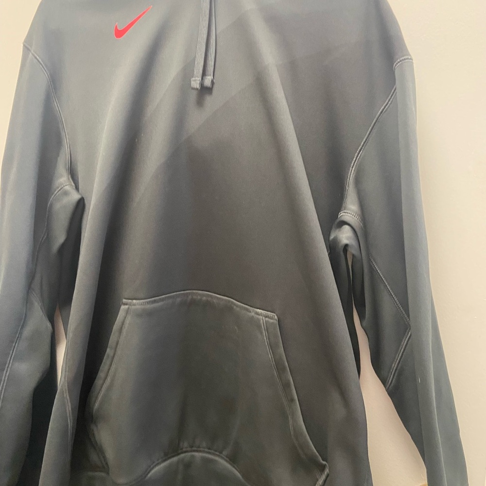 Nike Charcoal Gray Pullover with Red Logo Accents
